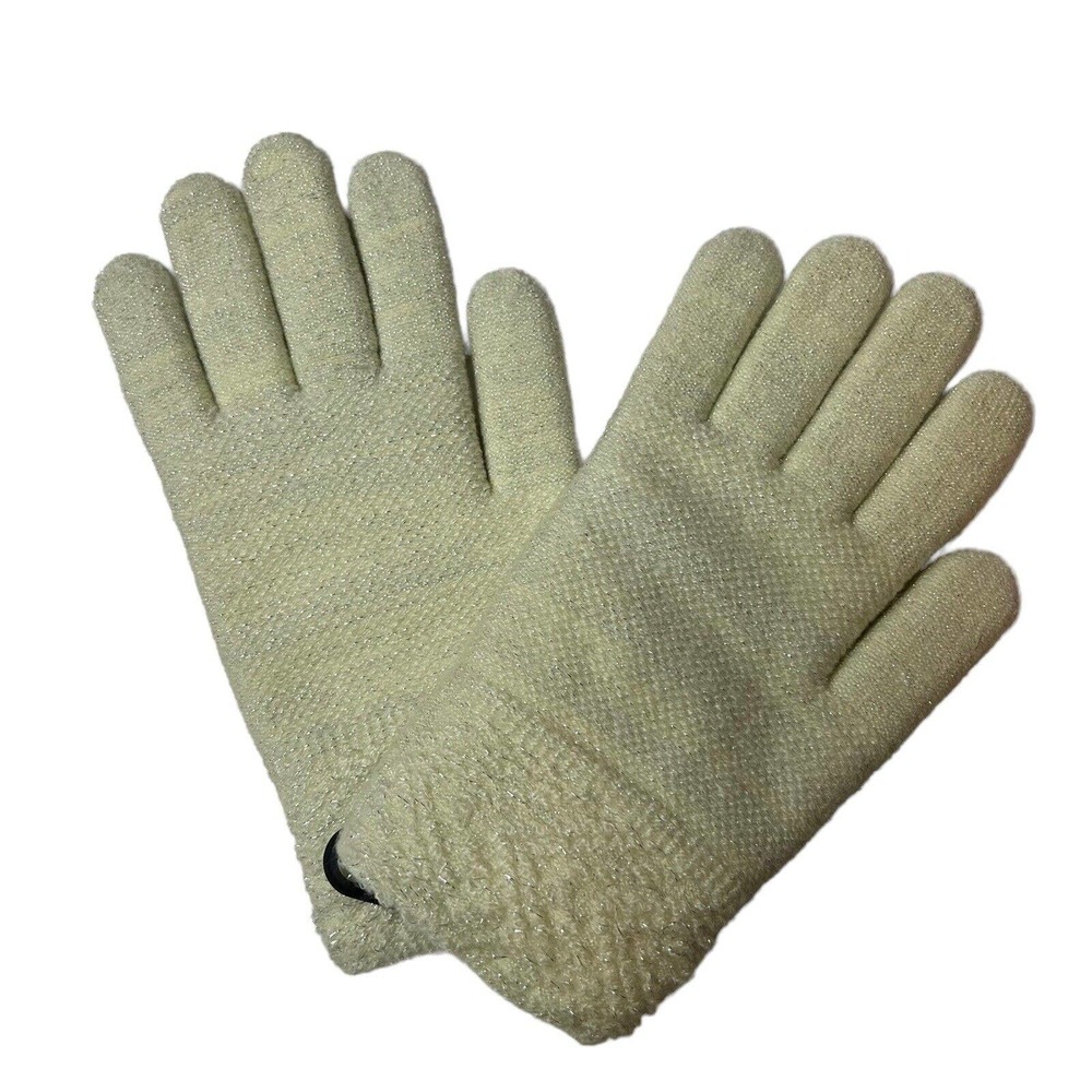 Steve Madden Gloves One Size Women's Ivory Lurex Sparkle‎ Metallic Ivory Knit